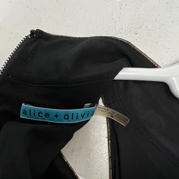 Alice + Olivia Estelle Gold Shimmer Sequin Dress Medium - Picture 7 of 9